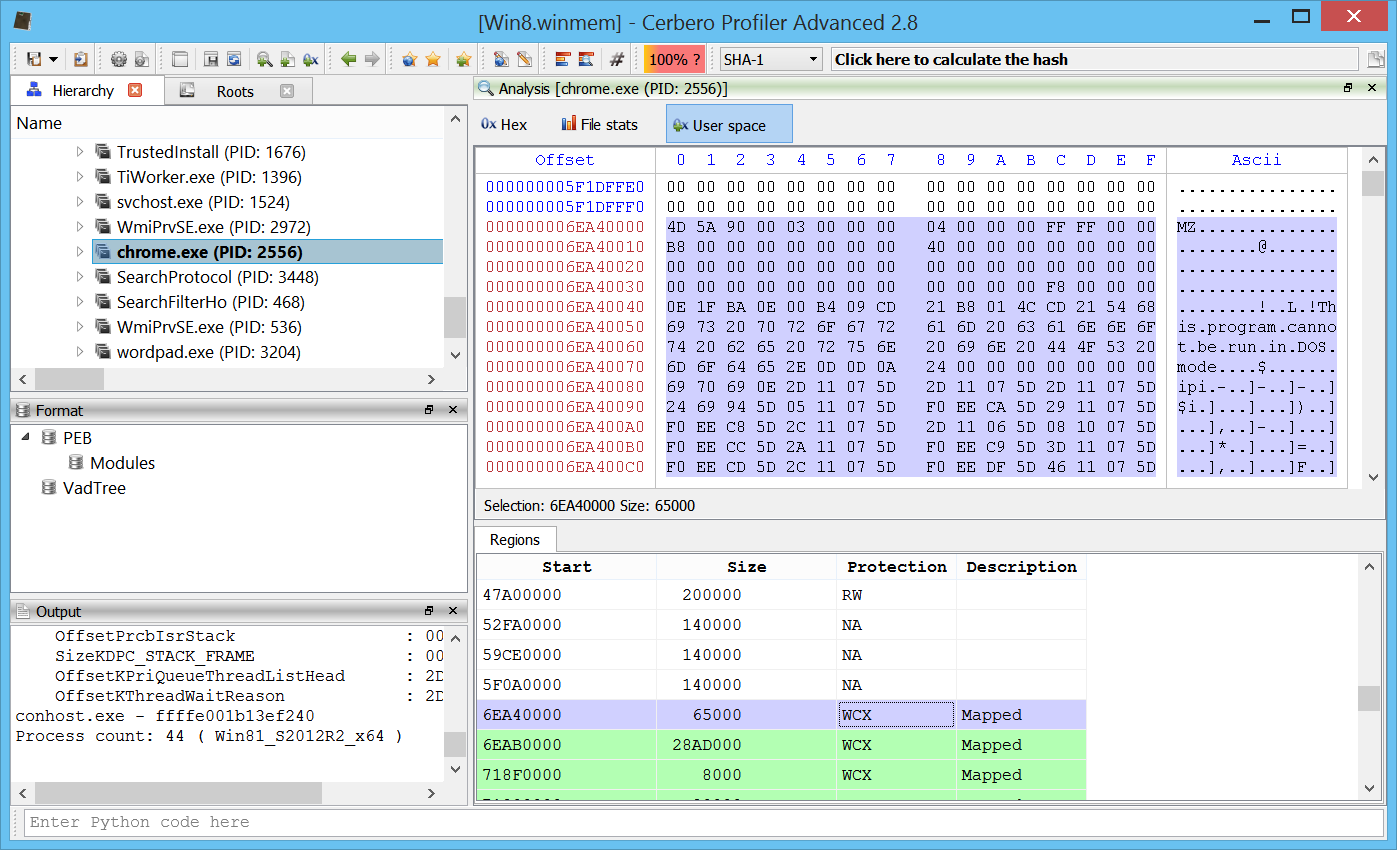 Profiler 2.8 – Windows Memory Forensics – Cerbero Blog