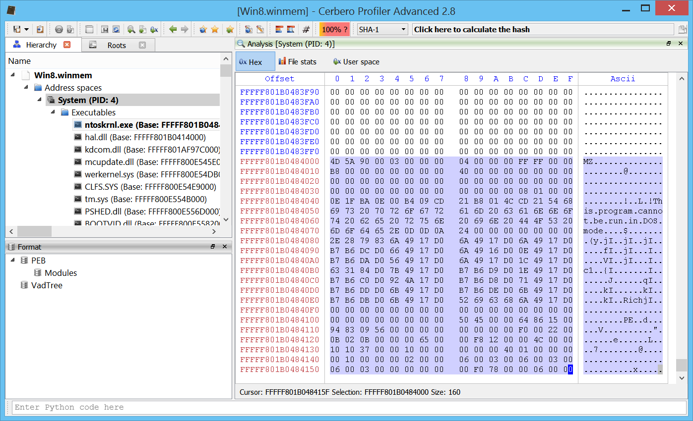 Profiler 2.8 – Windows Memory Forensics – Cerbero Blog