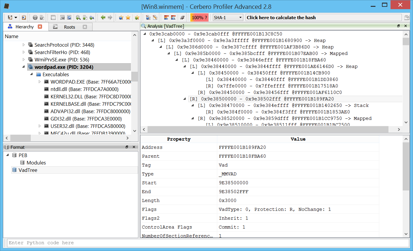 Profiler 2.8 – Windows Memory Forensics – Cerbero Blog