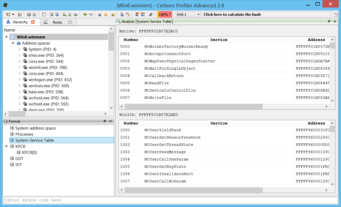 Profiler 2.8 – Windows Memory Forensics – Cerbero Blog